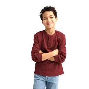 Sonoma Boys Supersoft Thermal Henley Shirt- Plum Size Large 14/16